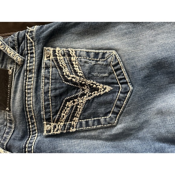 Vigoss The Chelsea Slim Boot 7/8 33 Long Denim Jeans Medium Wash Distressed - Picture 14 of 16